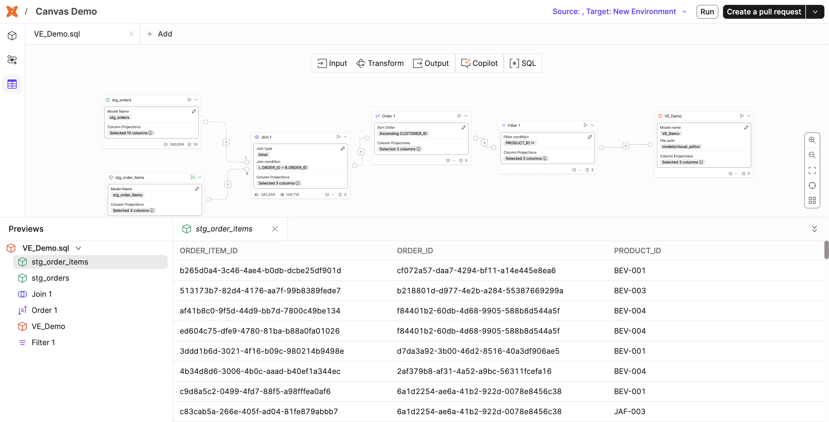 The Canvas interface that contains a node toolbar and canvas. The Canvas interface that contains a node toolbar and canvas.