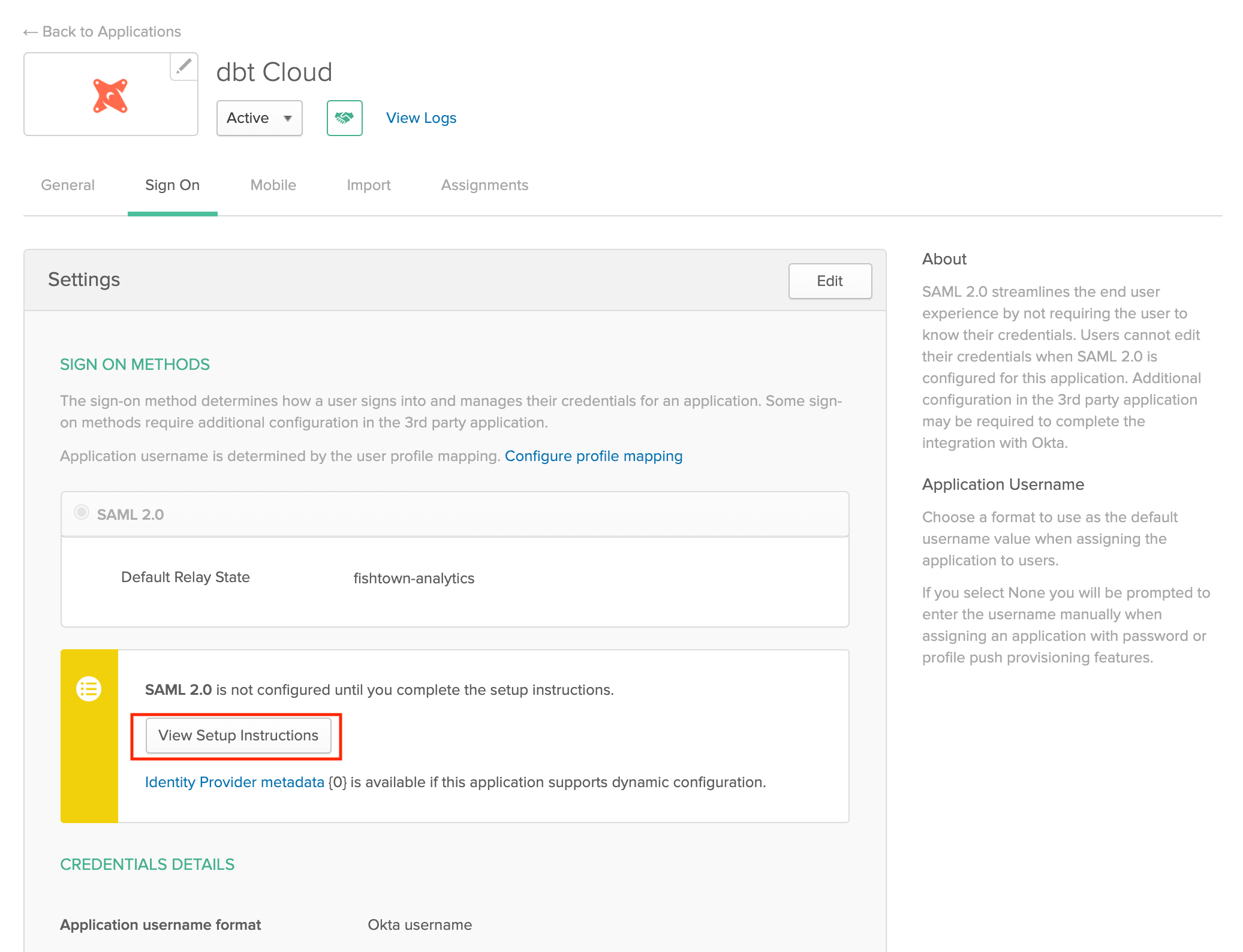 Viewing the configured application Viewing the configured application